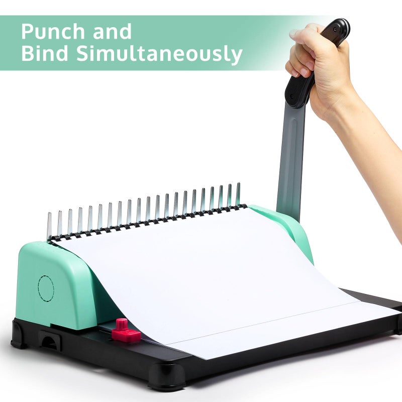 OFFNOVA Binding Machine, 21-Hole 450 Sheets Paper Comb Punch Binder Machine for Letter Size / A4 / A5 Paper, Easy to Punch Handle, Adjustable Margin - Image 5